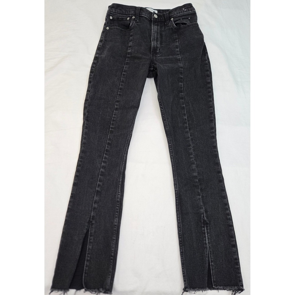 Abercrombie & Fitch 2 26 S Skinny High Rise Black Ankle Split Seam Raw Hem Jeans